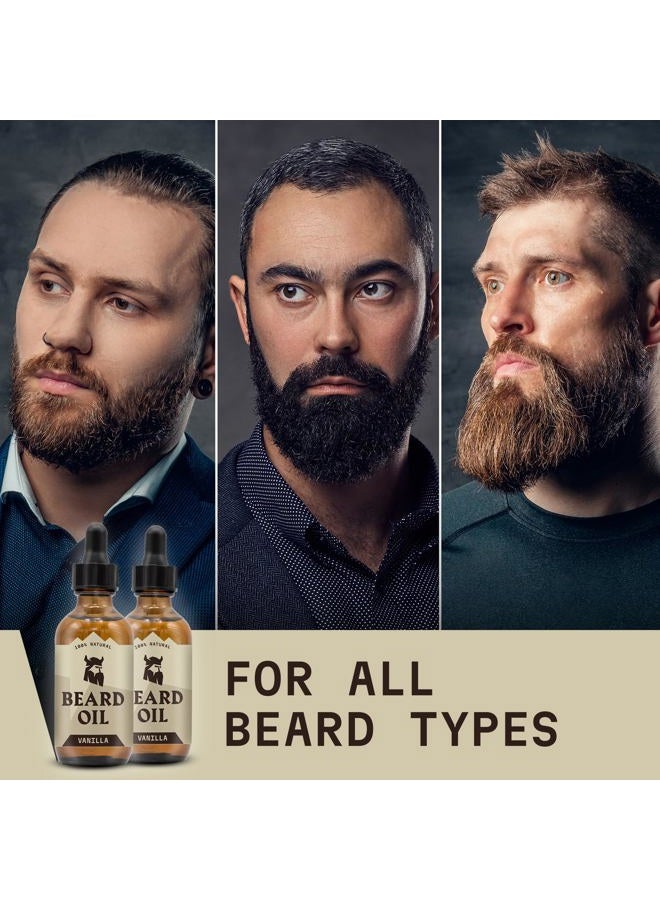 Beard Oil for Men, Vanilla (Large 2 oz) – Natural with Argan & Jojoba Oils – Softens, Smooths & Strengthens Beard Growth – (Pack of 2)