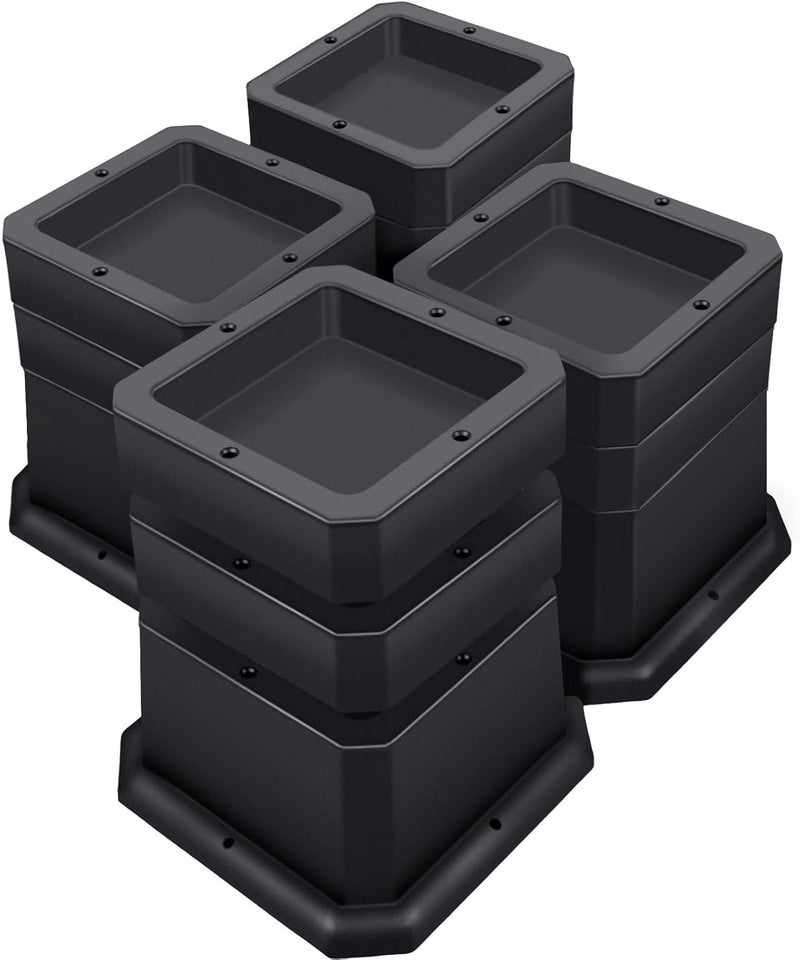ANNKUT Bed Risers 4 Inch Heavy Duty,Elevation in Heights 2,3 or 4 Inch Furniture Risers for Chair Table and Desk Legs Lifting-Bed Lifts Risers(Set of 4 Riser, Black) - Image 1