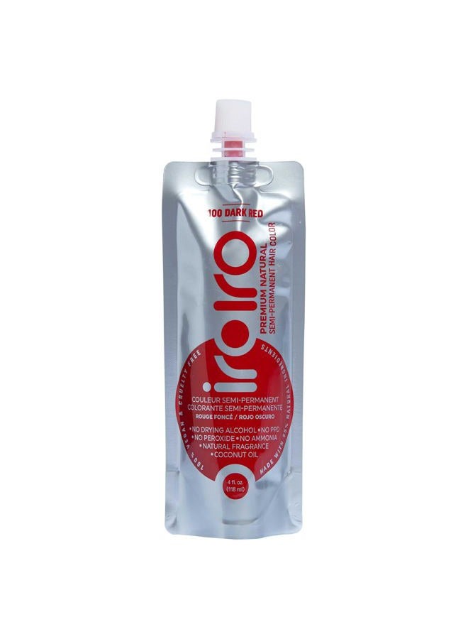 IROIRO Premium Natural Semi-Permanent Hair Color 100 Dark Red (4oz) - Image 1
