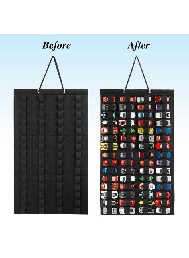 JOYMOMO JOYMOMO Hanging Storage Organizer for Toy Cars Felt Display Case Hold Up 60 Toy Cars (Without Accessories)(Black)  - Image 2