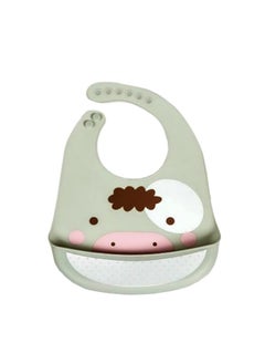 By 10Club Baby Silicon Bib (Whitish Grey-1 Pc) | Feeding Infants And Toddlers | 6-36 Months | Waterproof, Spill Resistant Bibs