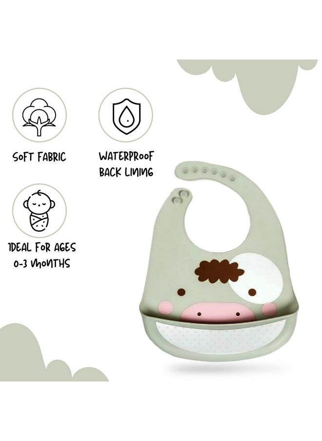 My NewBorn - By 10Club Baby Silicon Bib (Whitish Grey-1 Pc) | Feeding Infants And Toddlers | 6-36 Months | Waterproof, Spill Resistant Bibs - Image 1