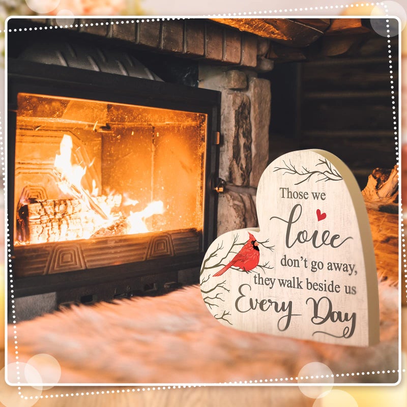 Jetec Sympathy Gift Memorial Wooden Heart for Loss of Loved One Remembrance Bereavement Decor Condolence Sign for Grief Father Mother Son Brother, 6. 3 x 6 x 0. 7 Inches(Cardinal Style) - Image 3