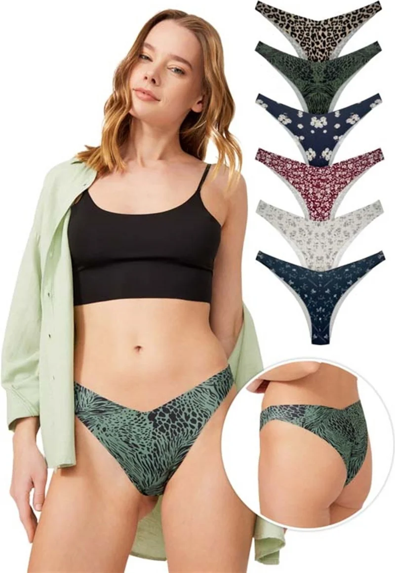 كوتن هيل Basic Non-Marking Laser Cut Patterned Brazilian Panties 6 Pack