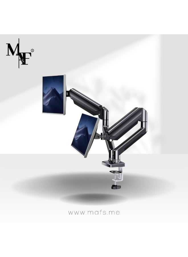 م.ا & ف'س ذراع شاشة مزدوج من - ذراع شاشة كمبيوتر قابل للتعديل، حامل شاشة دوار غاز زنبركي مزدوج، حامل شاشة VESA غاز مزدوج الذراع لشاشات ألعاب LED/LCD مقاس 13 بوصة - 32 بوصة حتى 9 كجم مع تركيب 2 جروميت - Image 1