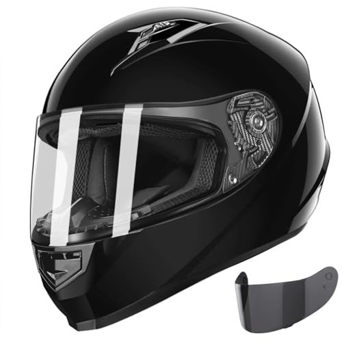 GLX GX11 Compact Motorcycle Helmet  Black Small  Full Face w Tinted Visor DOT Approved