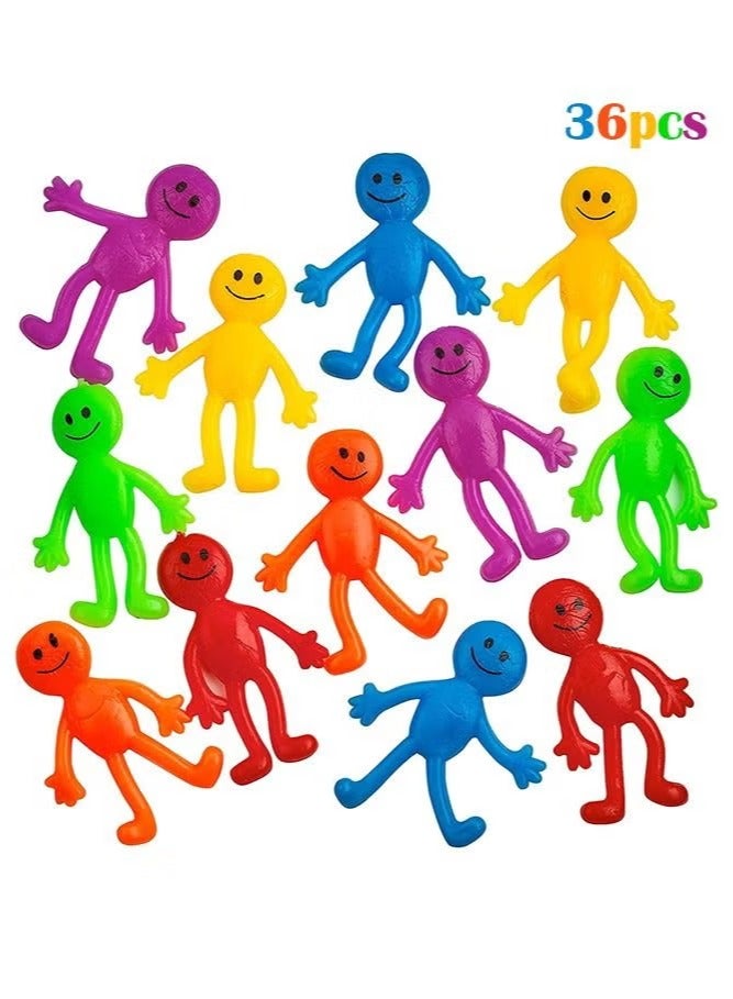 Beauenty 36 Pack Stretchy Bendable Man with Assorted Fun Colors, Sticky Stretchable Slimy Gooey Texture Toy for Stress Anxiety Relief, Great for Party Favor - Image 1