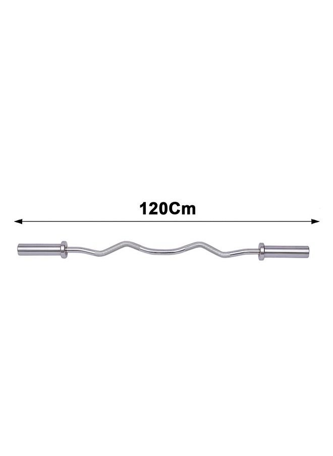 Yalla HomeGym - Threaded Chrome Olympic EZ Zigzag Curl Barbell Bar for Weightlifting (1.2M/12KG) - Image 1