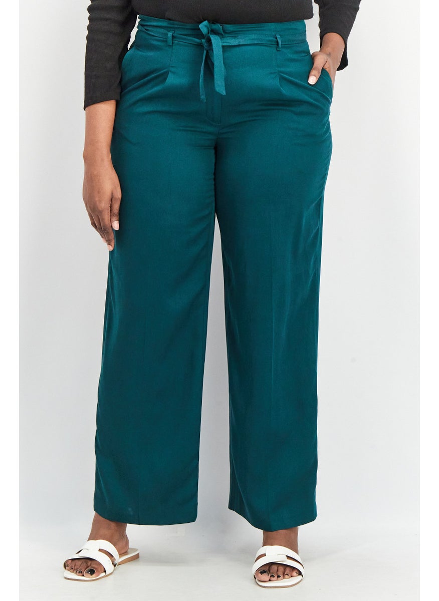 GERRY WEBER Women Regular Fit Solid Palazzo Pants, Dark Green  - Image 1