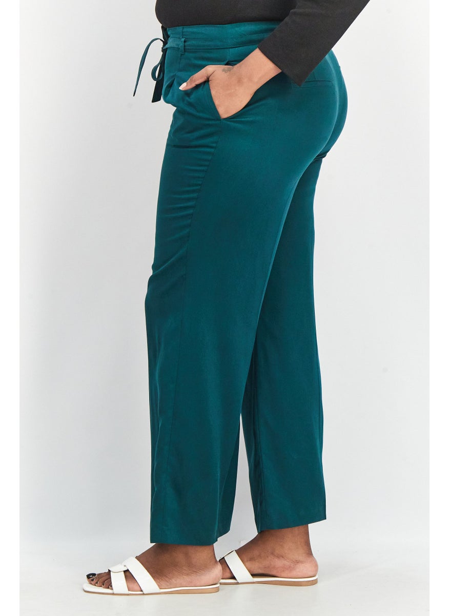 GERRY WEBER Women Regular Fit Solid Palazzo Pants, Dark Green  - Image 2