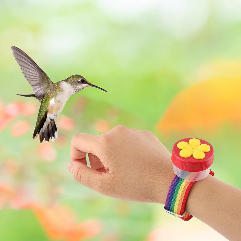 Feelorna Hand Hummingbird Feeder Set, 3 Styles Handheld Hummingbird Feeders with 5Pcs Cleaning Brush, Adjustable Wrist Feeders Suction Cup Bird Feeder Hummingbird Ring Feeder (Hummingbird Feeder Set) - Image 5