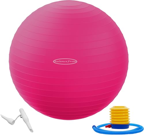 Fitvids Anti-Burst Slip Resistant Exercise Ball - 34-inch Pink – 2 – 31-34in (78-85cm), XXL – Pink - Image 1