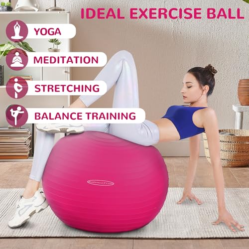 Fitvids Anti-Burst Slip Resistant Exercise Ball - 34-inch Pink – 2 – 31-34in (78-85cm), XXL – Pink - Image 5
