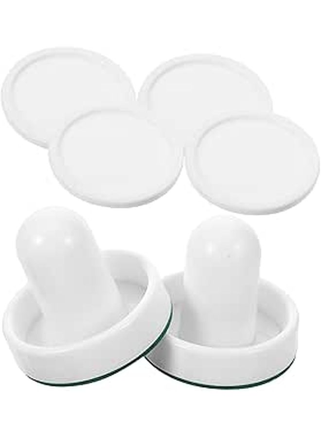 Air Hockey Puck Set With 4 Replacement Pucks And 2 Lightweight Pushers For Ice Hockey Game