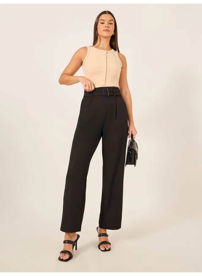 Styli Styli Round Neck Knitted Tank Top with Button Detail