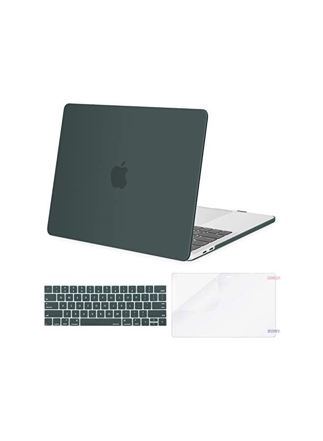 موسيسو متوافق مع حافظة MacBook Pro مقاس 13 بوصة إصدار 2016-2020 A2159 A1989 A1706 A1708، غطاء بلاستيكي صلب وغطاء لوحة مفاتيح وواقي شاشة، أخضر منتصف الليل - Image 1