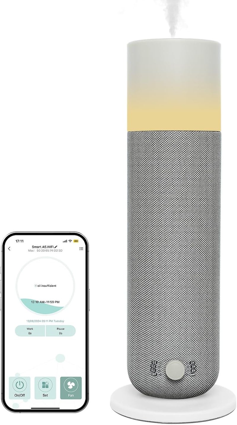 NAMSTE Waterless Essential Oil Diffuser, Smart Scent Diffuser with Ambient Lighting, Bluetooth APP/Button Control, Cover up to 450M³ Aroma Devices Fragrance Diffusers for Home(Gray) - Image 1