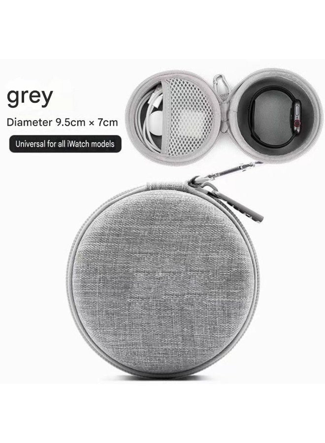 Universal Travel Organizer Case for Apple Watch (All Models) & Earbuds - Compact Grey Hard Shell with Carabiner for Portable Storage - Image 4