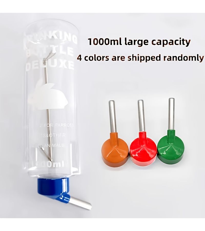 1pc Large 33 81oz Rabbit And Guinea Pig Water Bottle With Ball Bearing Spill Proof Design Assorted Varieties Transparent Leak Proof Durable Plastic Easy Clean Spill Resistant Feeding System For Small Pets Compatible With Cage Accessories - Image 1