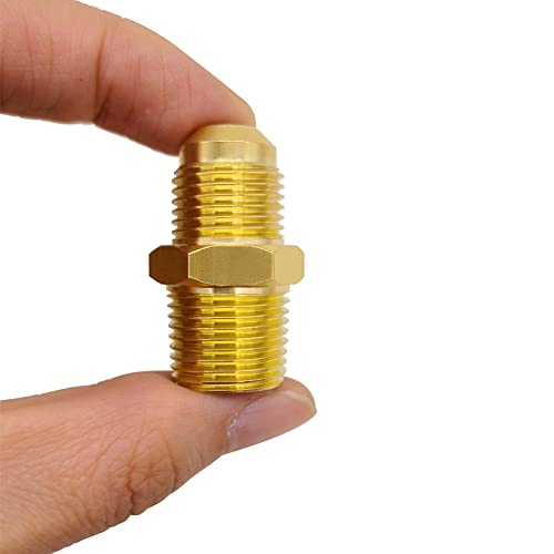 Hooshing 3/8" Flare to 3/8" NPT Male Brass Tube Fitting Half-Union Propane Gas Fitting Adapter, 2 Pack - Image 4