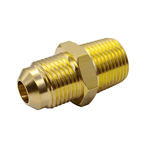 Hooshing 3/8" Flare to 3/8" NPT Male Brass Tube Fitting Half-Union Propane Gas Fitting Adapter, 2 Pack - Image 3