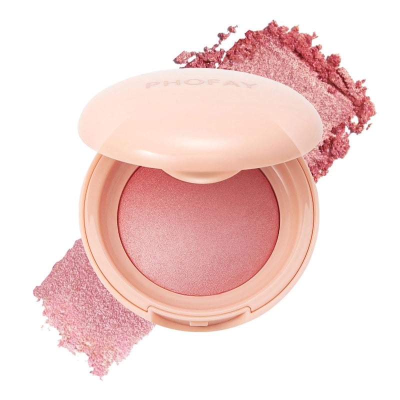 PHOFAY Luminous Blush Powder-Multi-Use Formula,Ultra-Fine & Smooth,Baked Blush for Cheeks Lightweight & Brighten Powder Blush Makeup Buildable Color,Long-Lasting Wear with Natural Luminous Glow (02#) - Image 1