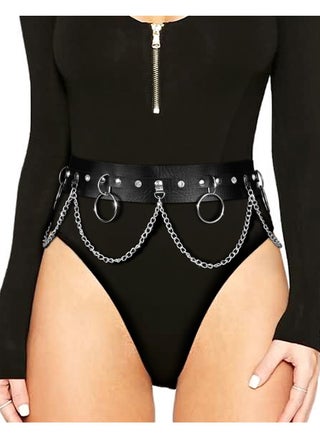 Punk Black Waist Chain Belt for Women, Leather Rave Body Goth Accessories Jewelry. Perfect for adding edge to outfits. - pzsku/Z64C87613151E0173F69CZ/45/_/1698713010/9bfacc27-30bd-421e-b760-d194210832e6