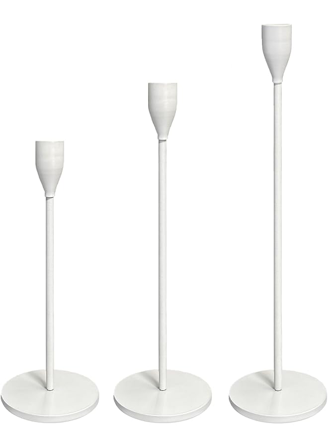 The Bros Candlestick Holders, 3 PCS Decorative Candlestick Holder, Easy Installation White Candle Holders, Taper Candle Holders for Home Decor, Dining, Wedding, Anniversary, Party - Image 1
