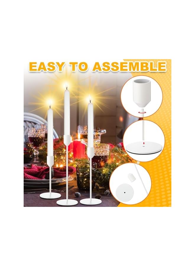 The Bros Candlestick Holders, 3 PCS Decorative Candlestick Holder, Easy Installation White Candle Holders, Taper Candle Holders for Home Decor, Dining, Wedding, Anniversary, Party - Image 4