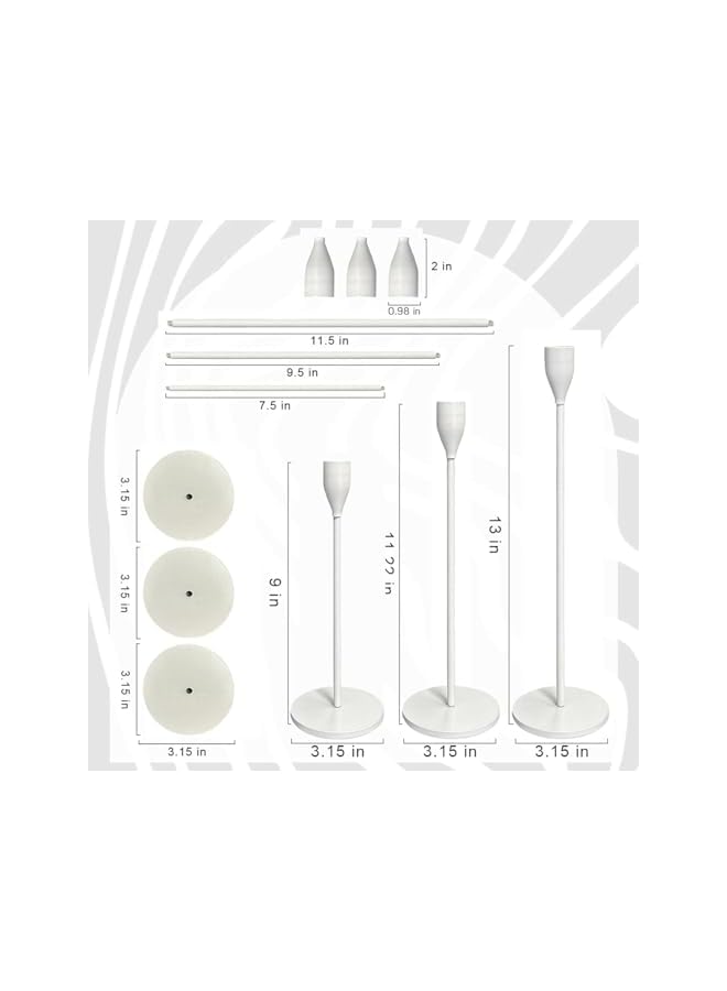 The Bros Candlestick Holders, 3 PCS Decorative Candlestick Holder, Easy Installation White Candle Holders, Taper Candle Holders for Home Decor, Dining, Wedding, Anniversary, Party - Image 3