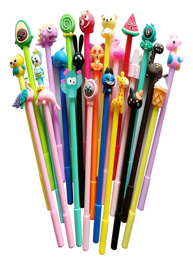 sencoo 24 pack Black Erasable Pens Kawaii Cute Cartoon Gel Ink Pens Assorted Style Writing Pens for Birthday Present School Prize Student Gift Fun Girl Pens (erasable black) - Image 2