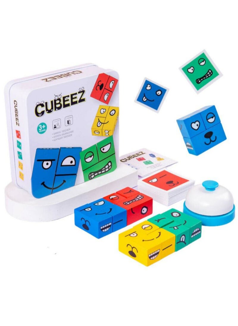 CUBEEZ Wooden Face Expression Puzzle Game for Kids and adult – Educational Emotion Matching Toy for Brain Development, Ages 3 and Up  - Image 1