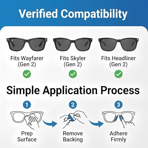 CLLFUU Eyeglasses Nose Pads Compatible for RayBan Meta Wayfarer RW4006/4008 & Gen 2 RW4012(53mm & 50mm) Eyeglass Nose Pads,Anti Slip Replacement Nose Pad(12Paris) - Image 3