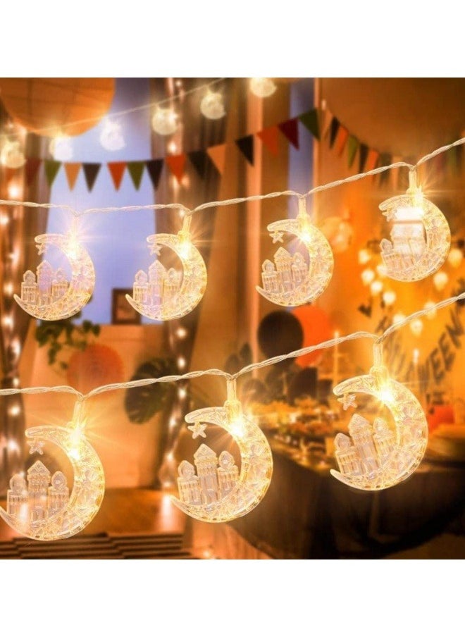Generic - 40 LED 6m Eid Ramadan String Lights Star Moon Lights Ramadan Decorations for Home Battery Powered Eid Islamic Wall Decor Eid Mubarak LED Moon Lamp Muslim Ramadan Light Eid Ornaments Gifts - Image 1