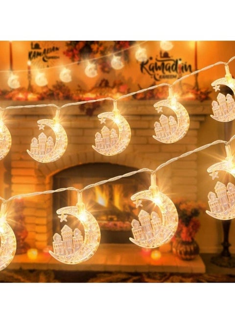 40 LED 6m Eid Ramadan String Lights Star Moon Lights Ramadan Decorations for Home Battery Powered Eid Islamic Wall Decor Eid Mubarak LED Moon Lamp Muslim Ramadan Light Eid Ornaments Gifts
