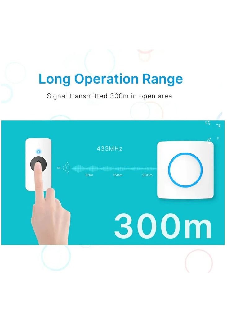 آر إل جرس باب لاسلكي أطقم جرس باب لاسلكي مقاوم للماء 300 متر مع مصباح LED وامض - Image 4