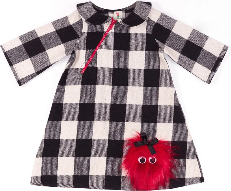 Denokids Lmg Pompom Girl Child Plaid Dress