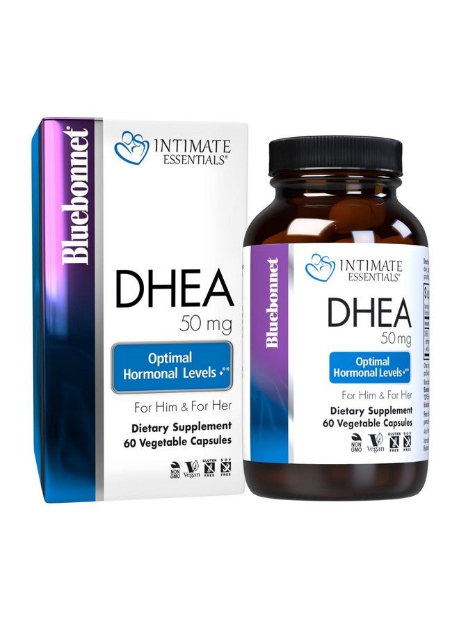 Bluebonnet بلو بونيت للتغذية أساسيات حميمية DHEA 50 ملغ، لوظيفة الخصوبة ومستويات الهرمونات المثلى لدى الرجال والنساء*، غير معدلة وراثيًا، كوشير، نباتي، خالي من الغلوتين، 60 كبسولة نباتية، 60 حصة - Image 1