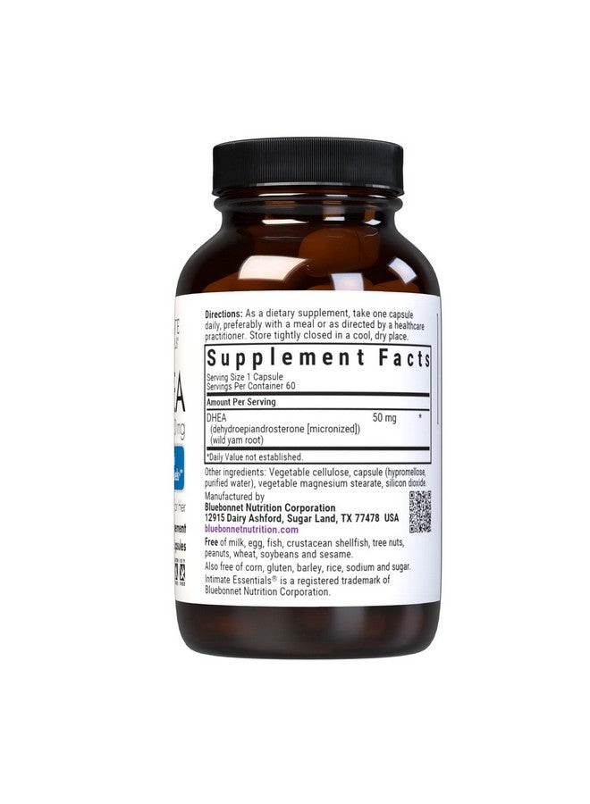 Bluebonnet بلو بونيت للتغذية أساسيات حميمية DHEA 50 ملغ، لوظيفة الخصوبة ومستويات الهرمونات المثلى لدى الرجال والنساء*، غير معدلة وراثيًا، كوشير، نباتي، خالي من الغلوتين، 60 كبسولة نباتية، 60 حصة - Image 2