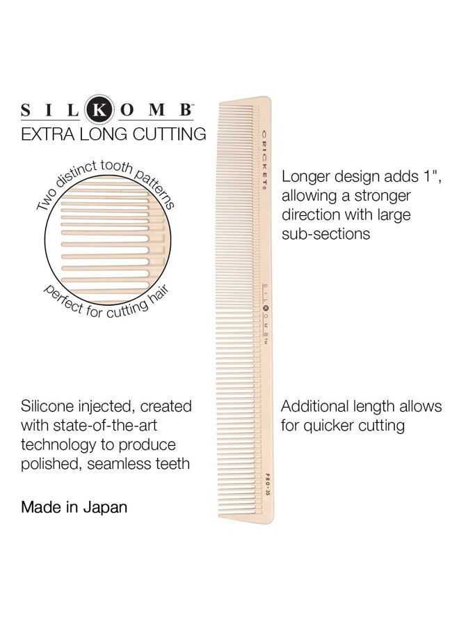 Cricket Silkomb Pro-35 Extra Long Hair Cutting Comb - Silicone-Injected, Seamless Teeth with Dual Tooth Pattern for Precision Cutting, Styling, Ideal for All Hair Types - Image 2