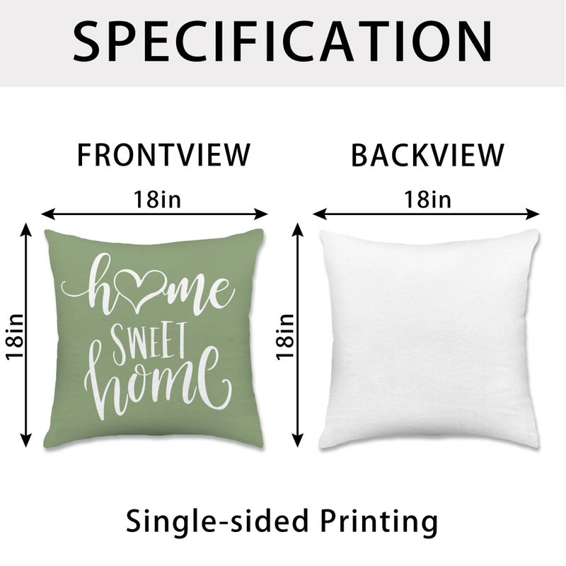 Hexagram Geometric Sage Green Pillow Covers 18x18 Set of 4, Decorative Outdoor Boho Modern Throw Pillow Covers, Home Sweet Home Farmhouse Cushion Case for Couch Sofa Bedroom Indoor Decor(No Insert) - Image 4