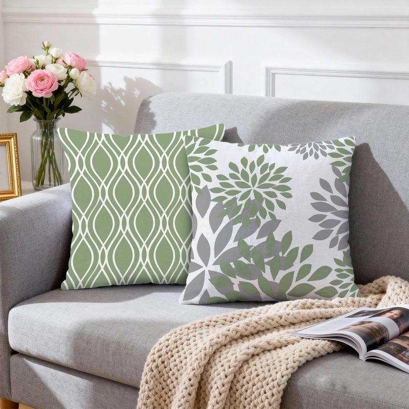 Hexagram Geometric Sage Green Pillow Covers 18x18 Set of 4, Decorative Outdoor Boho Modern Throw Pillow Covers, Home Sweet Home Farmhouse Cushion Case for Couch Sofa Bedroom Indoor Decor(No Insert) - Image 3