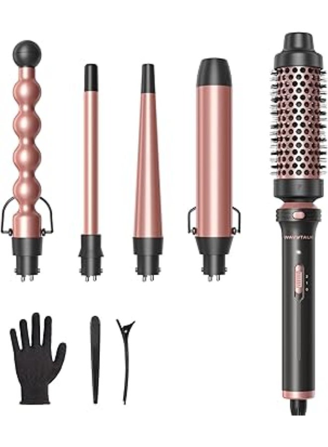 Wavytalk 5 in 1 Curling Wand Set, Multi Curl, Curling Iron Set with Thermal Brush - Image 1