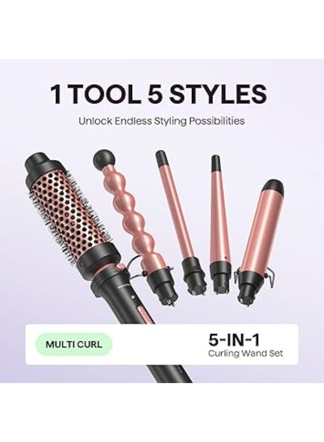 Wavytalk 5 in 1 Curling Wand Set, Multi Curl, Curling Iron Set with Thermal Brush - Image 2