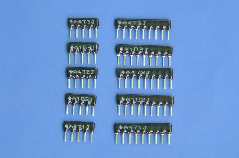 Electronics-Salon Thick Film Network Resistor Assortment Kit, Array Resistor, Bussed Type, 1/8W, SIP-5 and SIP-9 470 1K 4.7K 10K 47K ohm. - Image 2
