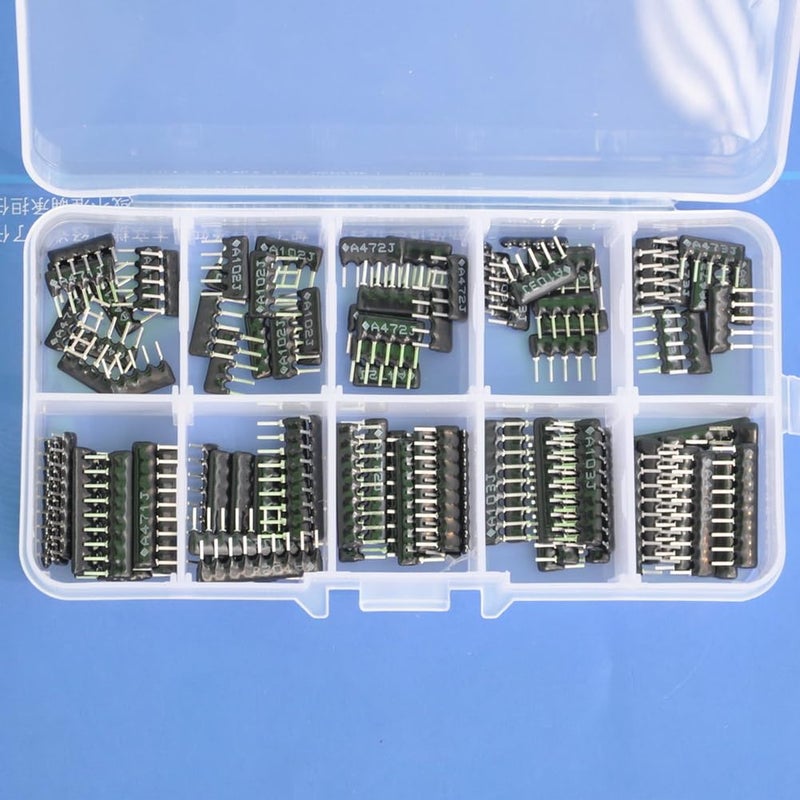Electronics-Salon Thick Film Network Resistor Assortment Kit, Array Resistor, Bussed Type, 1/8W, SIP-5 and SIP-9 470 1K 4.7K 10K 47K ohm. - Image 1