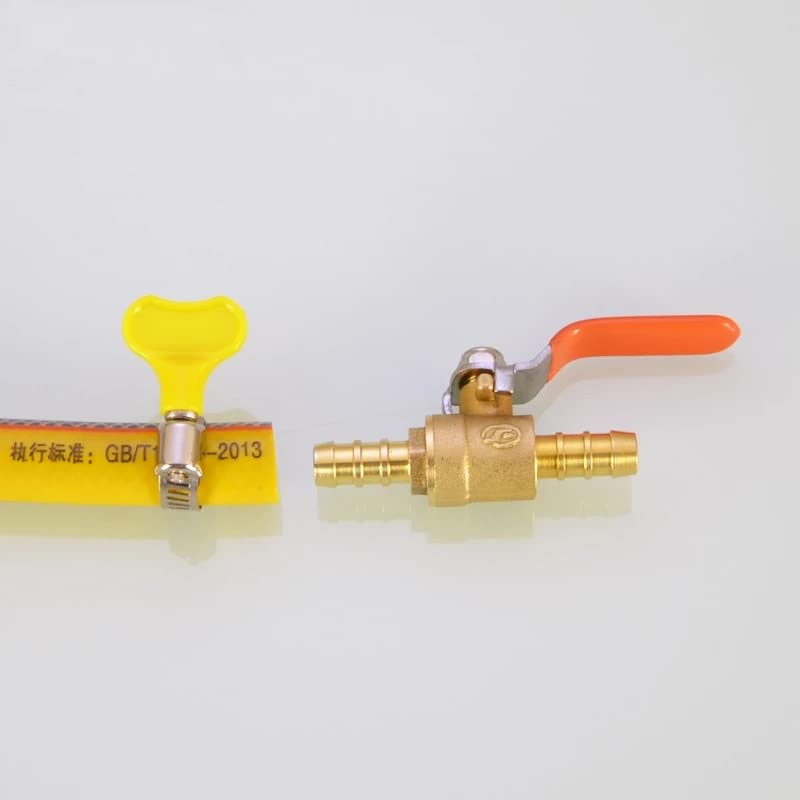 Hooshing 2PCS 3/8" Barbed Shut Off Ball Valve Soild Brass Hose Barb Valve with Clamps for Water Air Fuel Line Oil - Image 4