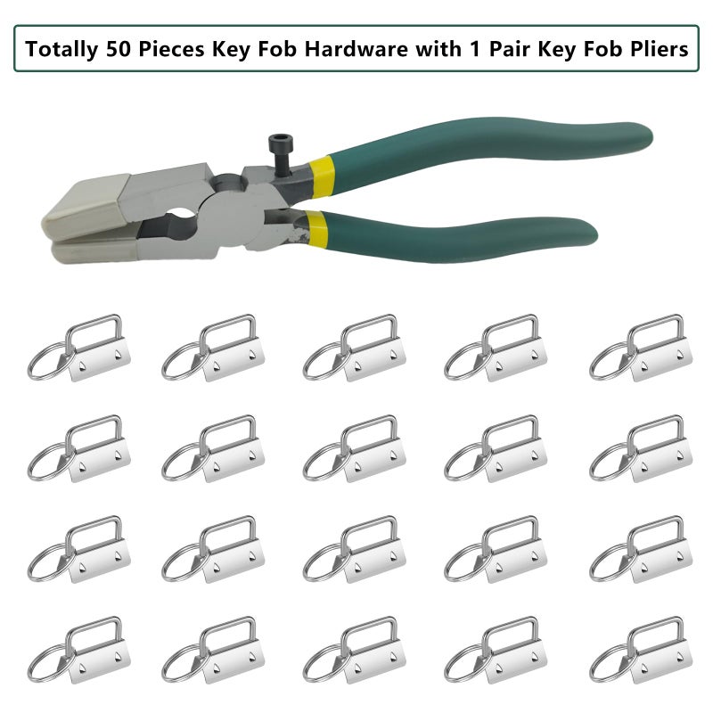 SETROVIC Key Fob Hardware Set Includes 1 Inch Silver Color Keychain Hardware with Key Rings 50 pcs and Glass Running Plier - Image 4
