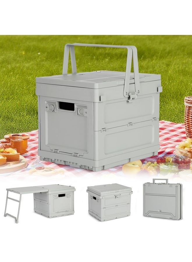 HOMESTAR 3-in-1 Collapsible Picnic Basket with Detachable Table Tray & Leak-Proof Storage Organizer Portable Folding Design for Outdoor Travel Party BBQ Beach Camping Supplies - Image 1
