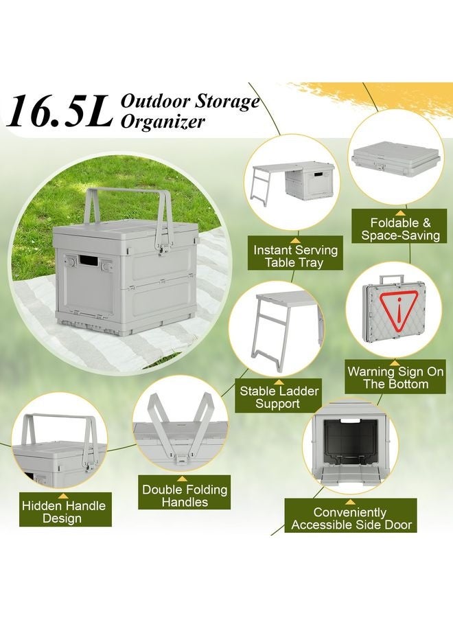 HOMESTAR 3-in-1 Collapsible Picnic Basket with Detachable Table Tray & Leak-Proof Storage Organizer Portable Folding Design for Outdoor Travel Party BBQ Beach Camping Supplies - Image 2